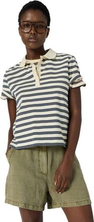 Gerard Darel Marcie Polo Striped Shirt in Navy Blue at Nordstrom, Size X-Large