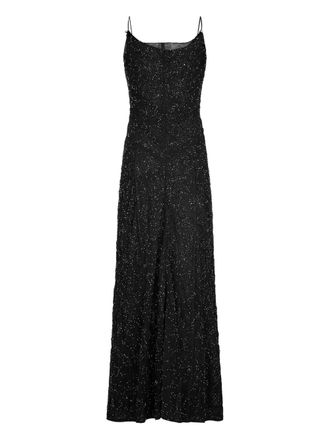 Paco Rabanne thin straps pearl embroidery dress - Black
