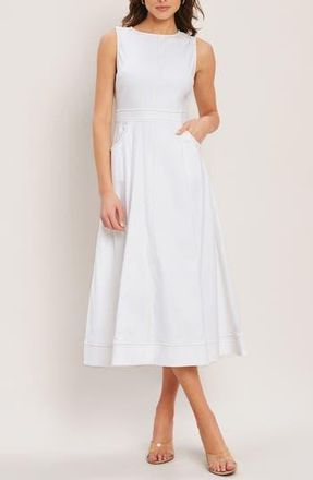 Flying Tomato Denim Midi Dress in White at Nordstrom Rack, Size Medium