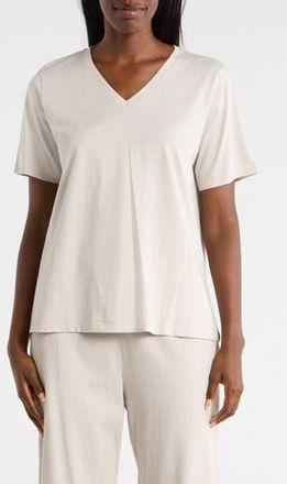 Eileen Fisher V-Neck Organic Cotton Knit T-Shirt in Chalk at Nordstrom Rack, Size X-Small