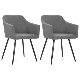 vidaXL Sillas De Comedor Giratorias 2 Unidades Tela Gris Claro Vidaxl