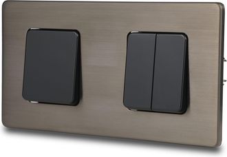 OEM Interruptor De Luz Para Escaleras Triple Negro, Acero Cepillado Pvd Color Gris Plomo