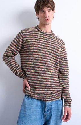 Topman Twist Stripe Sweater in Khaki Green Multi at Nordstrom, Size Xx-Large