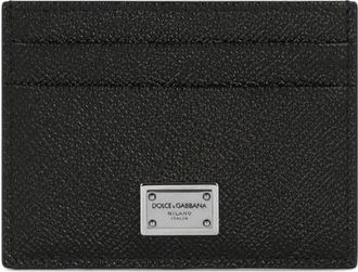 Dolce & Gabbana Zwarte Leren Kaartsleuven Tas - Heren - Portefeuilles - Zwart - ONE Size - Leer - Accessoires