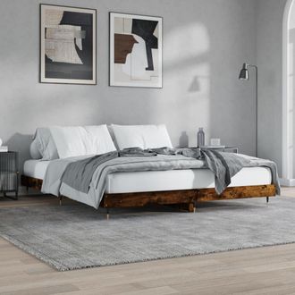 vidaXL Estructura De Cama Sin Colch&oacute;n Madera Roble Ahumado 120x200 Cm Vidaxl