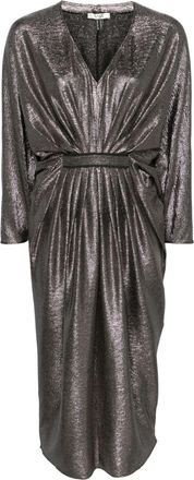 Nissa shimmer pleated midi dress - women - Spandex/Elastane/Polyester - 38 - Black