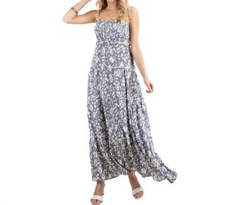 Greek Archaic Kori Patterned Maxi Dress In Silver Blue
