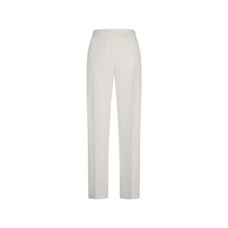 Max Mara Straight Trousers, female, White, Size: XL Cotton Satin Trousers