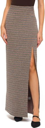 Ookie & Lala Houndstooth Front Slit Maxi Skirt in Black/Camel at Nordstrom Rack, Size X-Small