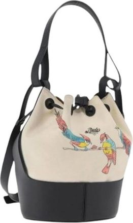 Loewe Pre-owned Bucket Bags, female, Beige, Size: ONE SIZE Pre-owned Canvas Bucket Bag