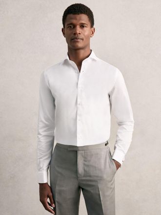 Reiss Storm Slim Fit Cotton Double-cuff Shirt, 145, White