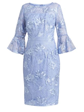 Gina Bacconi Womens Michaela Embroidered Sequin Lace Dress - Blue - Size 12 UK