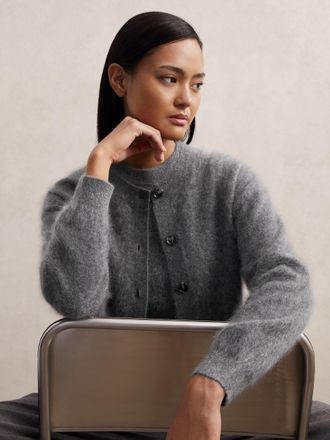 Reiss Grey Cashmere Cardigan, L