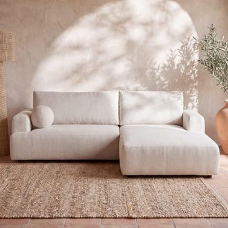 Maisons du monde Sof&aacute; chaiselongue de 4/5 plazas con cama y arc&oacute;n de tejido tramado de poli&eacute;ster beige - 280 cm