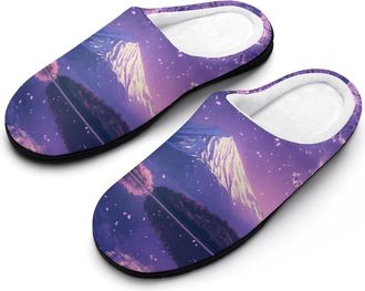 Generic Japan Mount Fuji Cherryes Womens Slippers Warm House Slippers Indoor House Shoes with Anti-Skid Rubber Sole