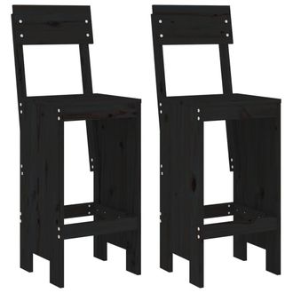 Berkfield Home Beautiful 3 Piece Garden Bar Set Black Solid Wood Pine