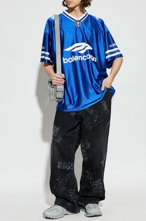 Balenciaga V-neck T-shirt, Mens, Blue