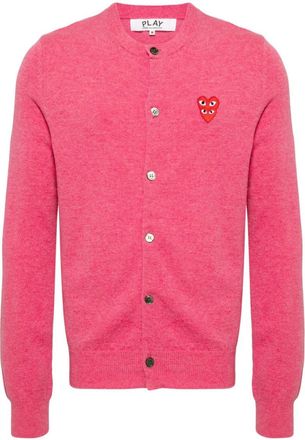 Comme Des Gar&ccedil;ons Pink Round Neck Logo Cardigan