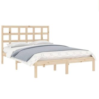 Berkfield Home Beautiful Bed Frame Solid Wood 135x190 cm Double in Light Brown
