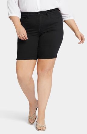 NYDJ Ella Print Side Slit Denim Shorts in Black at Nordstrom, Size 16W