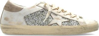 Golden Goose Glitter Leather Star Suede Heel Sneakers