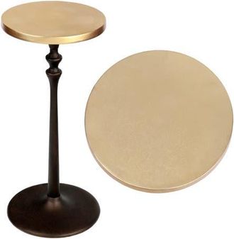 Jonathan Y Designs Lulu 19.5 Art Deco Classic Pedestal Round Metal Drink Table and Decorative End Table in Oil Rubbed Bronze/gold at Nordstrom