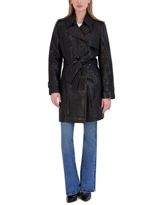 Elie Tahari Natalie Medium Leather Trench Coat