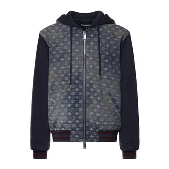 Dsquared2 Cardigan Con Zip D2 Monogram - Heren - Sweatshirts & Hoodies - Blauw - Maat: XL Zijde