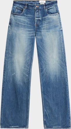Alexander McQueen Men & apos;s Faded Denim Wide-Leg Jeans