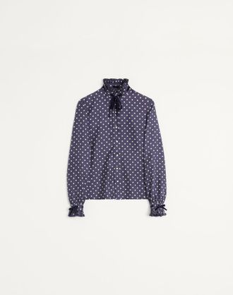 Valentino Camicia In Twill Stampa Plusdepois Donna NAVY/BETULLA 36