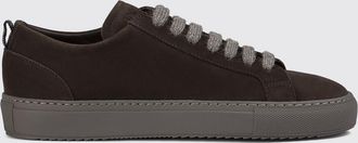 Doucal's Low-Top Suede Calfskin Sneakers with Pull Tab and Embossed Logo