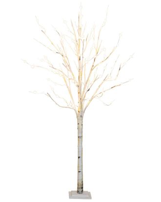 Nearly Natural 6Ft Pre-Lit Artificial White Birch Tree With 300 Warm White Led Lights