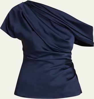 SIMKHAI Phoebe Draped Satin Top