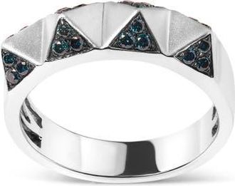 House of Brilliance 14K White Gold 1/4 Cttw Treated Blue Diamond Pyramid Band Ring at Nordstrom, Size 7