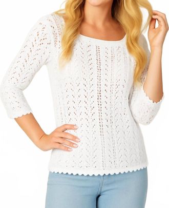 French Kyss 3/4 Sleeve Crochet Top In White