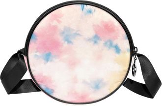 Generic Circle Crossbody Bag for Women, Tie Dyeing Small Sling Bag Daypack with Zipper Adjustable Shoulder Straps Casual Ladies Girls Round Purse