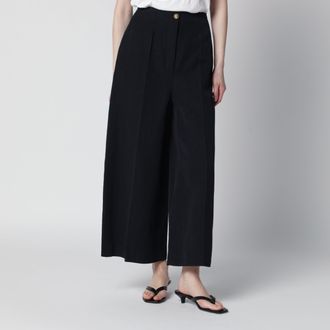 Loro Piana Navy blue Kenith trousers in linen blend