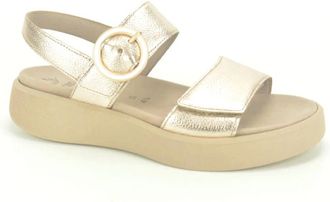 Gabor Gouden Sandaal met Gespsluiting - Dames - Sandalen - Geel - 35 1/2 EU - Leer - Schoenen