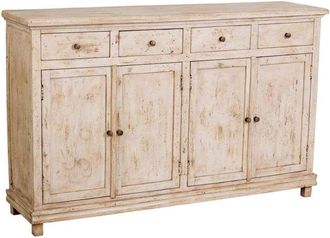 Wanderlust Deco Aparador De Madera Artesanal Beige 160x40x100h Cm