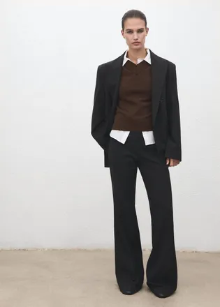 Mango Pullover maglia collo a V cioccolato - Donna - XS - MANGO