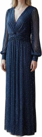 Eliza J Sparkling Long Sleeve Maxi Dress In Navy