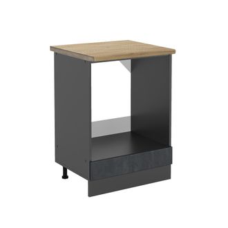 Vicco Armario Para Horno Empotrado R-line, Hormig&oacute;n Negro, 60 Cm Et Roble