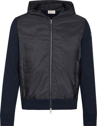 Moncler Logo-appliqu&eacute;d Hooded Shell and Cotton-blend Jacket - Blue - Xxl
