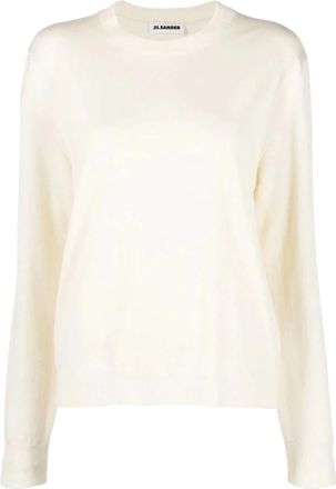 Jil Sander Elegante Beige Wollen Trui - Dames - Ronde hals truien - Beige - 2XS - Wol - Truien & Vesten