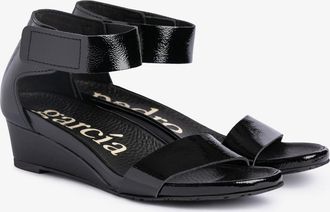 Pedro Garcia Comfort wedge sandal in black naplack| Wassila | Spring Summer 26 | PEDRO GARCIA