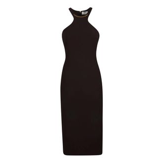 Elisabetta Franchi Midi Dresses, female, Brown, Size: M Dress With Jewel Detail