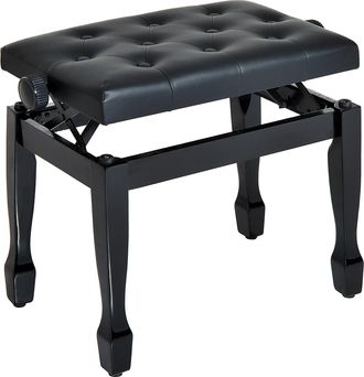 HOMCOM Homcom Banco De Piano, Altura Ajustable, Banqueta De Piano Con Asiento De Cuero Sint&eacute;tico, Patas De Madera, Carga M&aacute;xima 200 Kg, 64x35x55 Cm, Negro