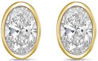 Diana M. Jewels 14Kt Yellow Gold 9.00 cts Lab Grown Oval Diamond Bezel Studs