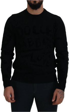 Dolce & Gabbana Graffiti Print Sweater - Heren - Ronde hals truien - Zwart - S - Wol - Truien & Vesten