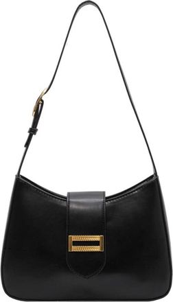 Generic Small Leather Shoulder Bag for Women with Zipper Fashion Cross Body Clutch Purse Handbags Leather Underarm Bag (Black)